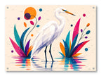 White Egret - Geometric Painting printed on water resistant canvas and mounted on a waterproof frame.