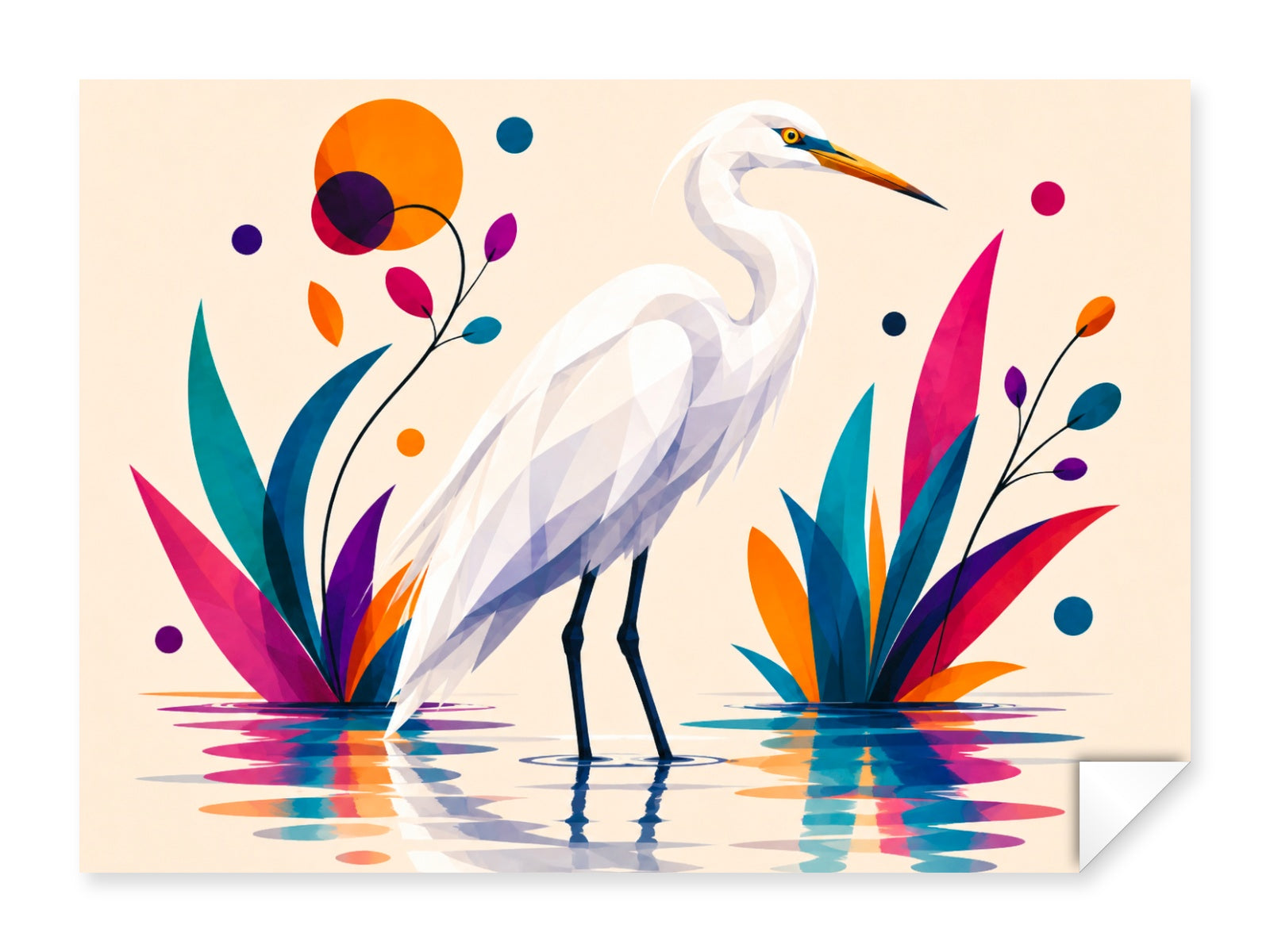 White Egret printed on fine art paper.