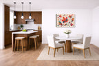 Autumn Leaves - Geometric Painting printed on canvas wall art displayed on a wall in a dinette.