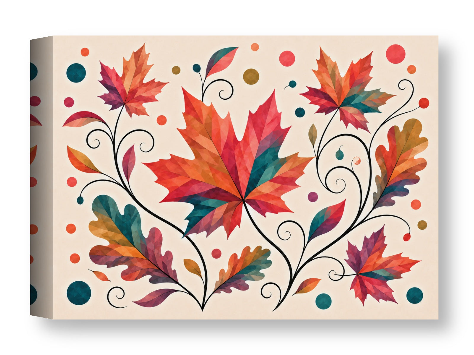 Autumn Leaves - Geometric Painting printed on water resistant canvas wrapped on a wood frame