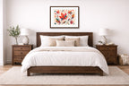 Autumn Leaves - Geometric Painting printed on fine art paper, framed on a espresso frame and matted. Hung on a living bedroom wall.