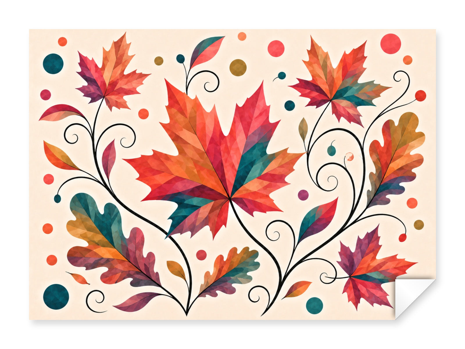 Autumn Leaves - Geometric Painting printed on fine art paper.
