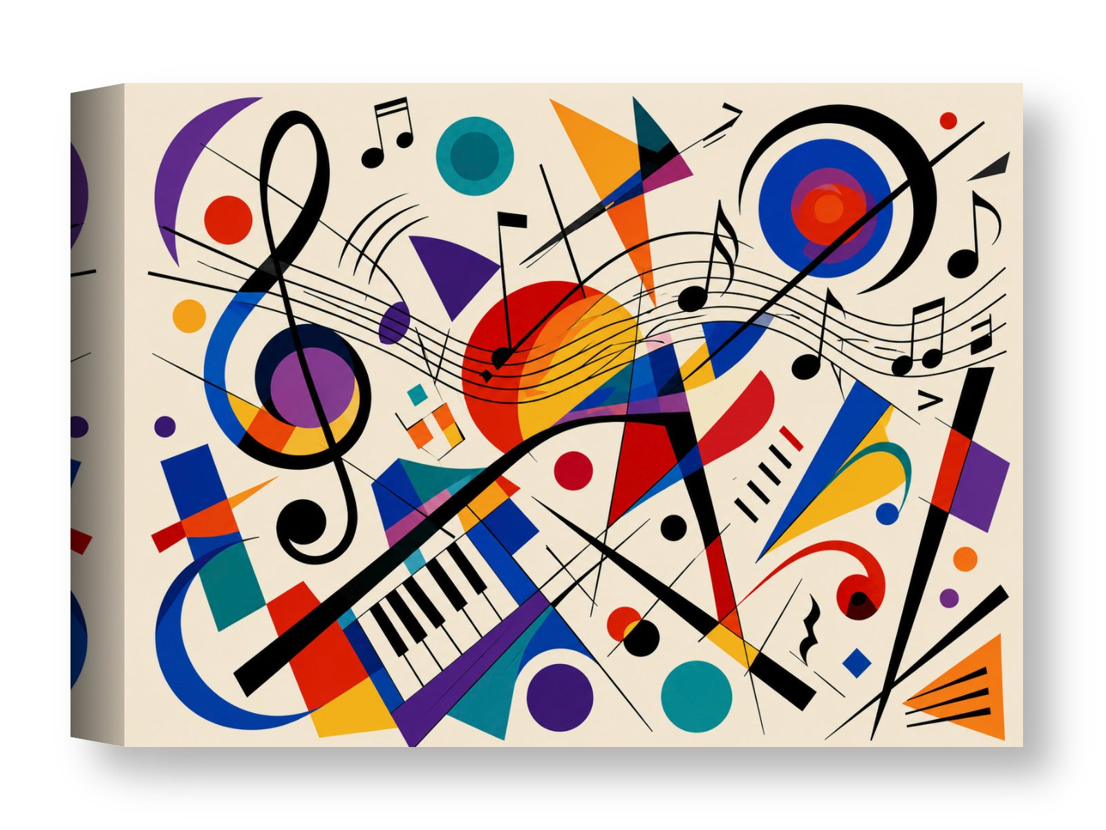 Geometric Abstract Musical Painting printed on water resistant canvas wrapped on a wood frame