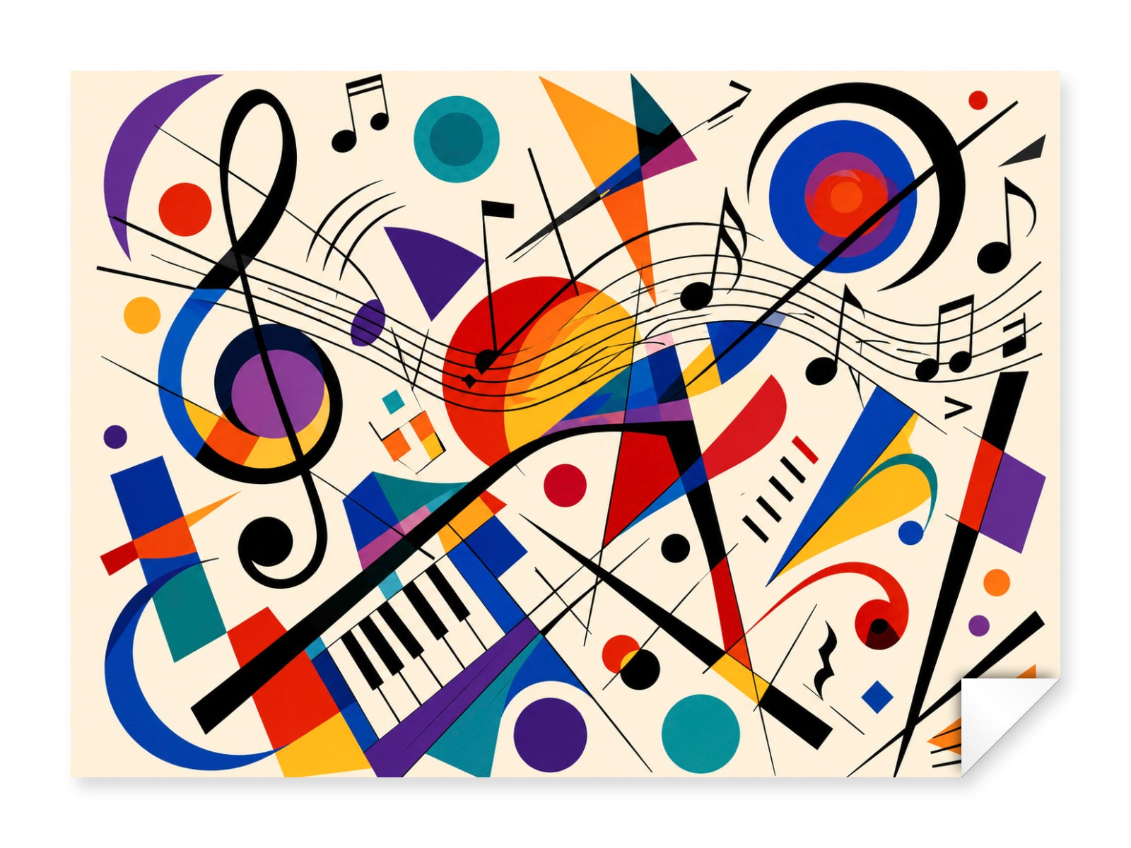 Geometric Abstract Musical Painting printed on fine art paper.