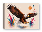 Geometric Painting of an Eagle Landing printed on water resistant canvas wrapped on a wood frame