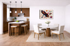 Eagle Painting with Geometric Background printed on canvas wall art displayed on a wall in a dinette.