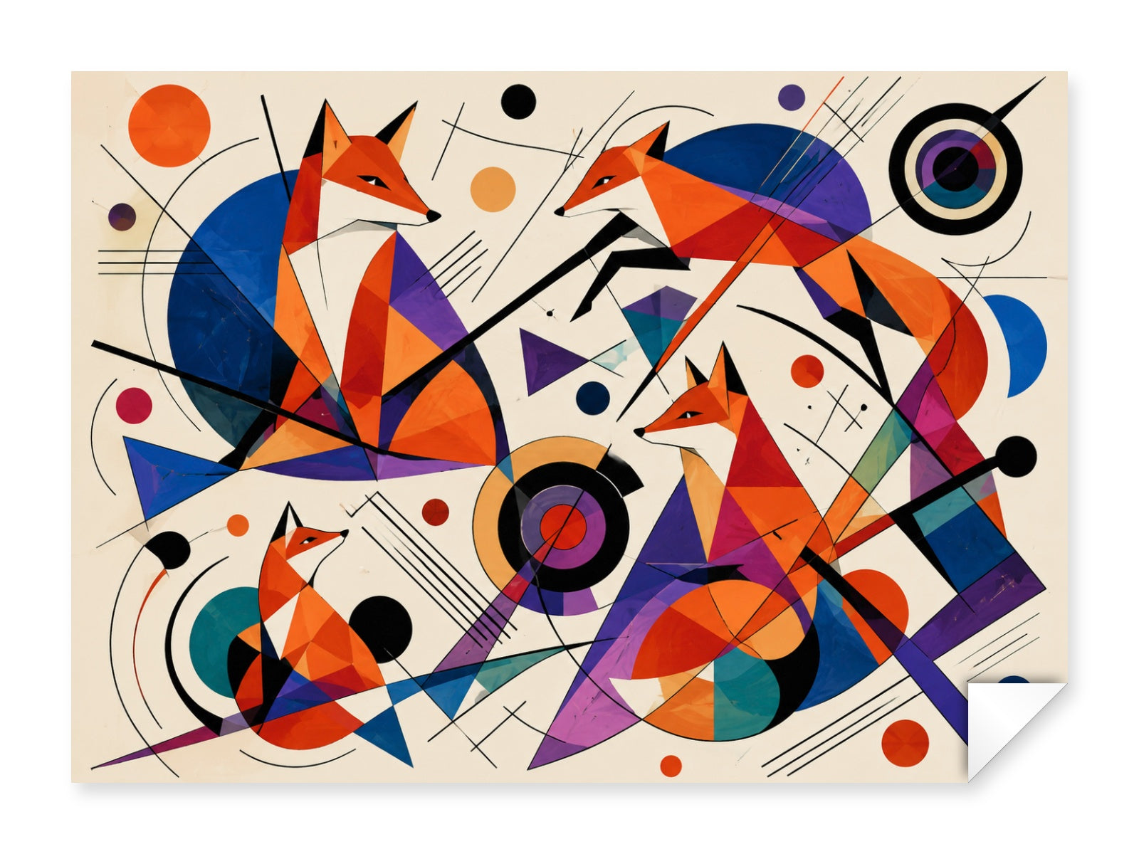 Geometric Fox Painting printed on fine art paper.