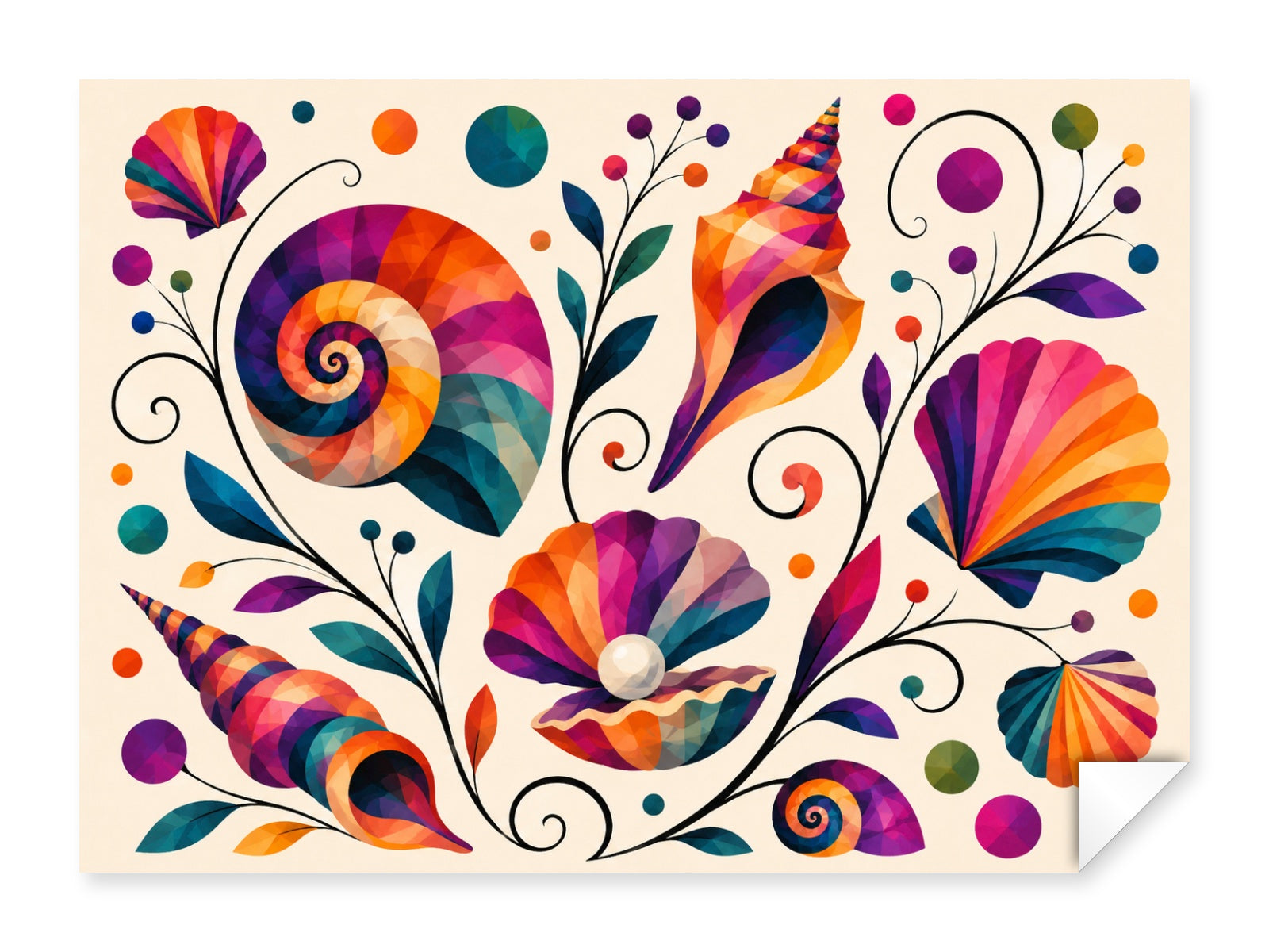 Seashells printed on fine art paper.