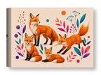 Fox Family - Geometric Painting printed on water resistant canvas wrapped on a wood frame