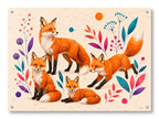 Fox Family - Geometric Painting printed on water resistant canvas and mounted on a waterproof frame.