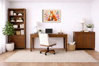 Fox with Baby - Geometric Painting printed on canvas wall art displayed on a wall in a a home office.