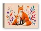 Fox with Baby - Geometric Painting printed on water resistant canvas wrapped on a wood frame