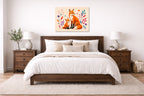 Fox with Baby - Geometric Painting printed on aluminum metal with wall anchors. Hung on a bedroom wall.