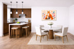 Fox with Baby - Geometric Painting printed on aluminum metal with wall anchors. Hung on a kitchen-dinette wall.