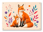 Fox with Baby - Geometric Painting printed on water resistant canvas and mounted on a waterproof frame.