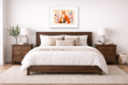 Fox with Baby - Geometric Painting printed on fine art paper, framed on a white frame and matted. Hung on a bedroom room wall
