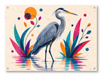 Great Blue Heron - Geometric Painting printed on water resistant canvas and mounted on a waterproof frame.