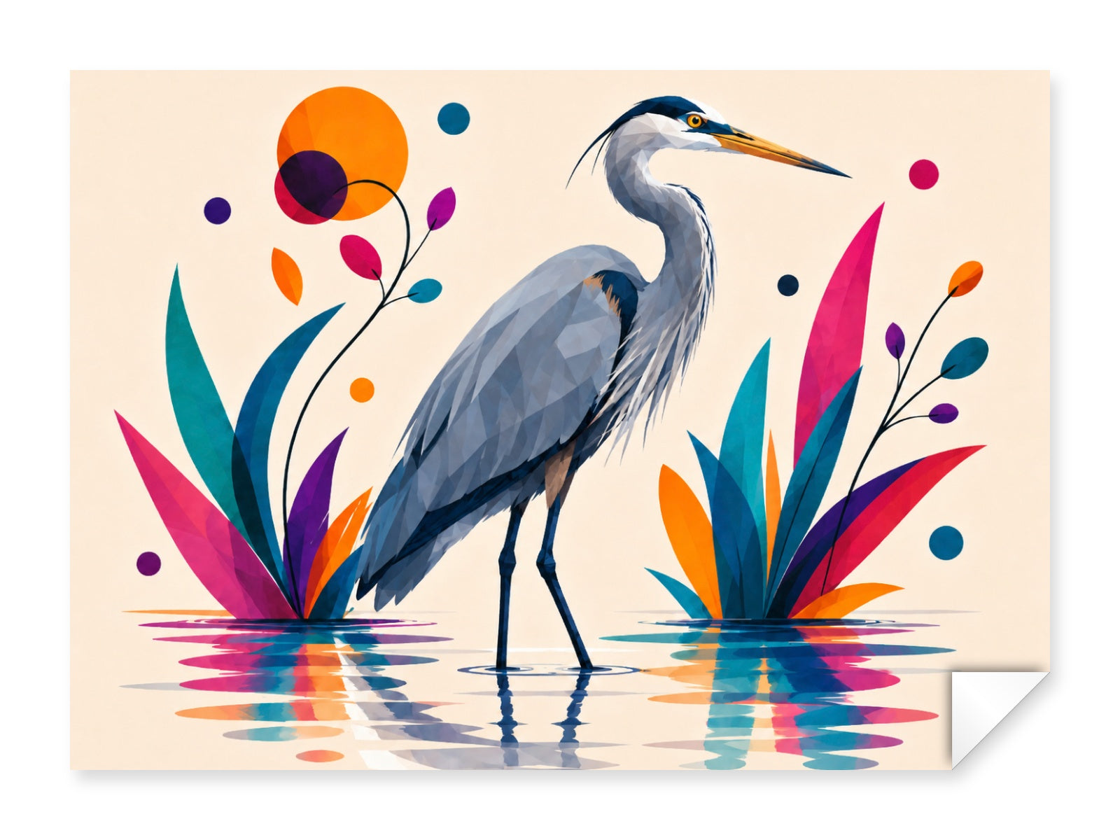 Great Blue Heron printed on fine art paper.
