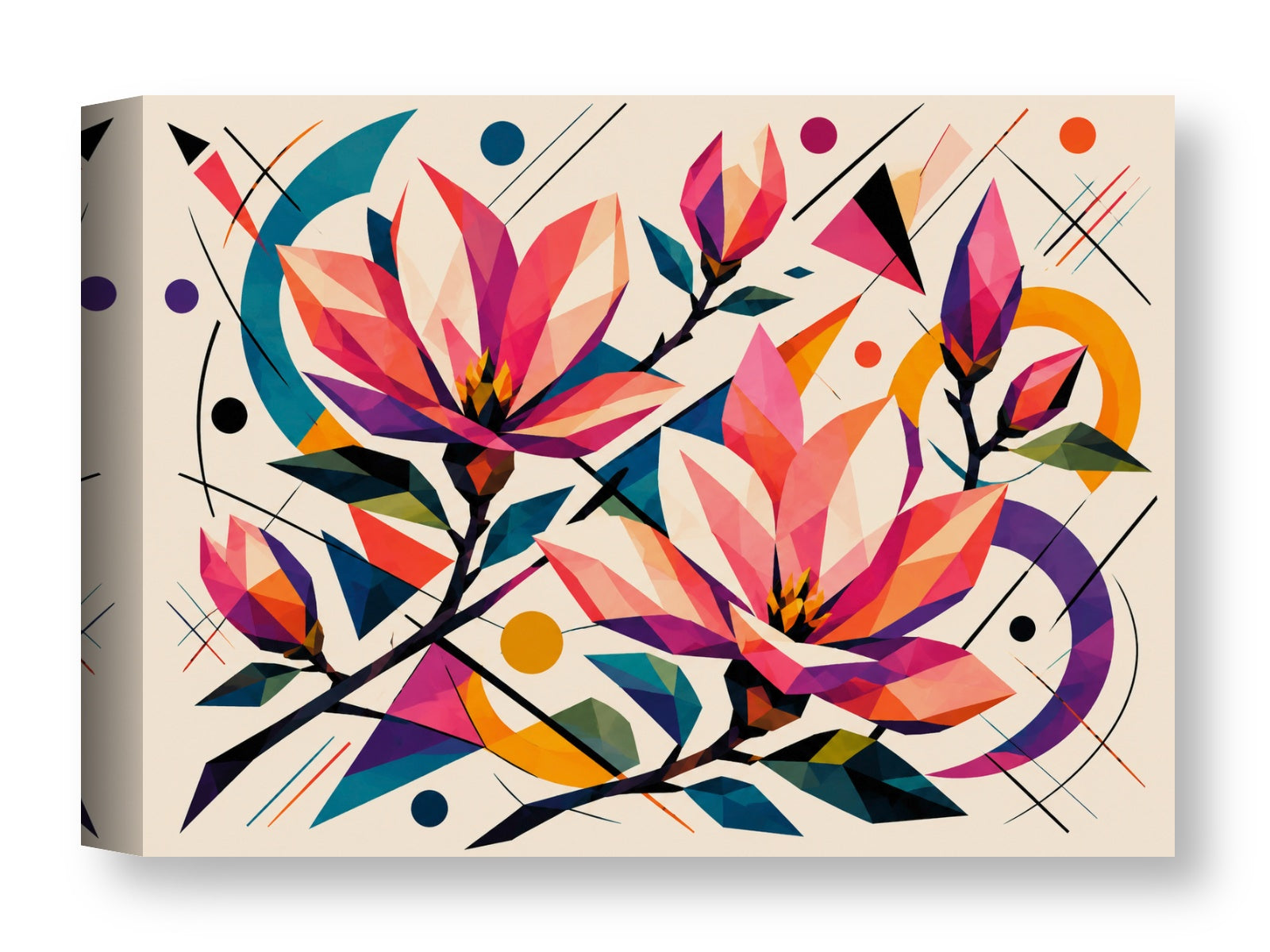 Magnolia Leaves - Geometric Painting printed on water resistant canvas wrapped on a wood frame