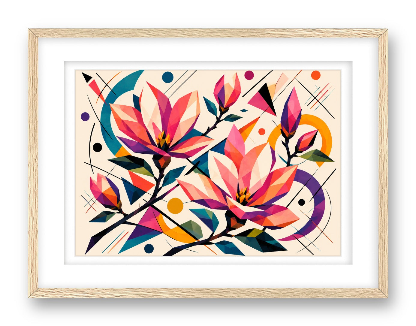 Magnolia Leaves printed on fine art paper, framed on a oak frame and matted.