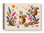 Squirrels at Play - Geometric Painting printed on water resistant canvas wrapped on a wood frame