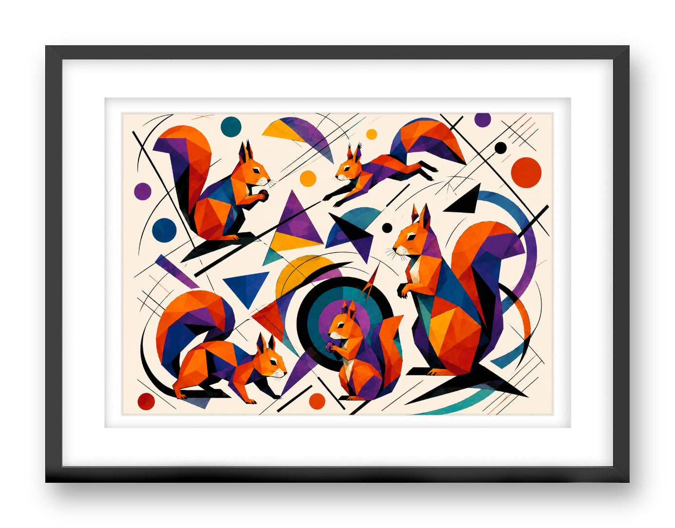 Musical Strings - Abstract Painting printed on fine art paper, framed on a black frame and matted.