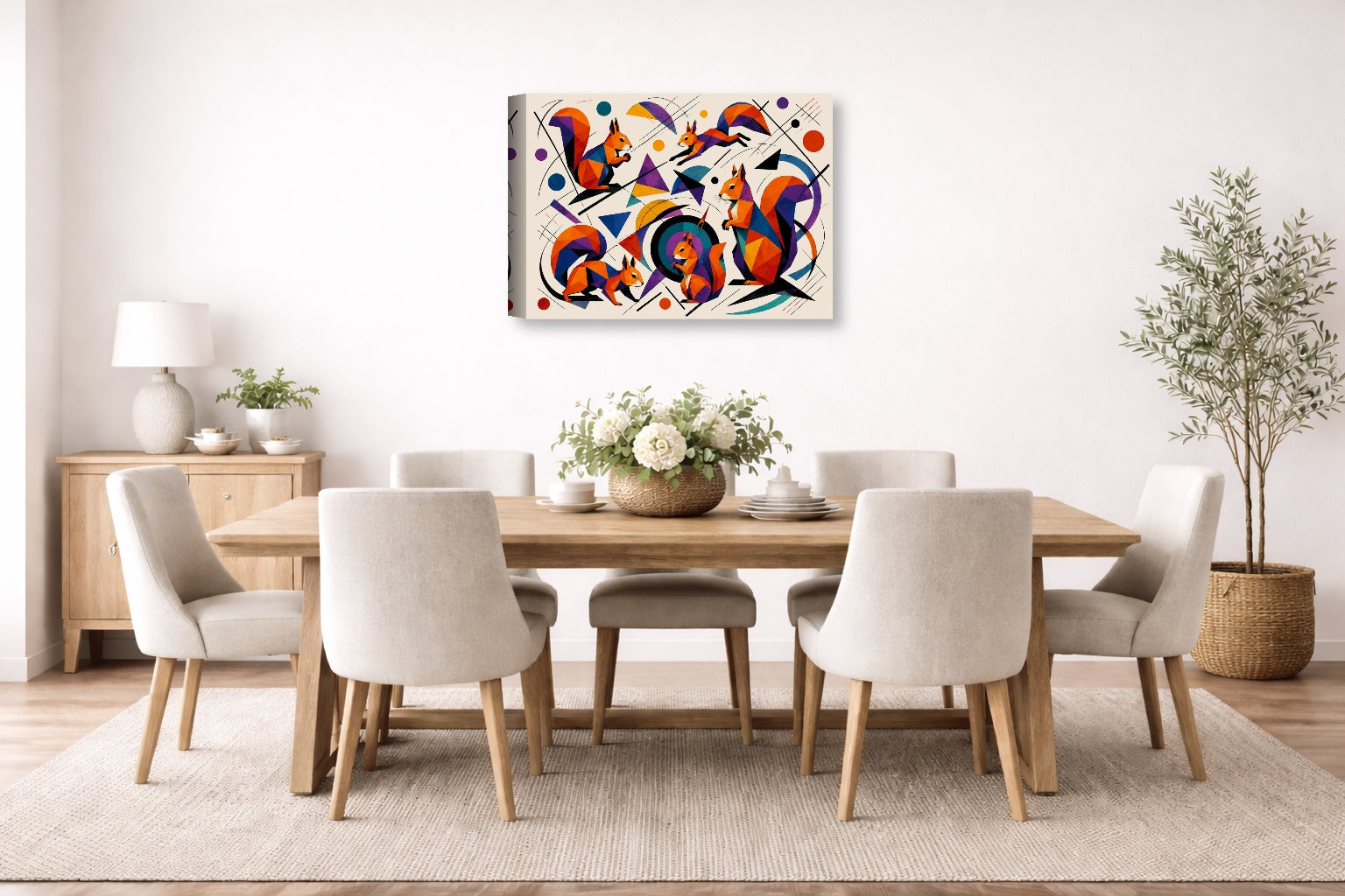 Musical Strings - Abstract Painting printed on canvas wall art displayed on a wall in the dinning room
