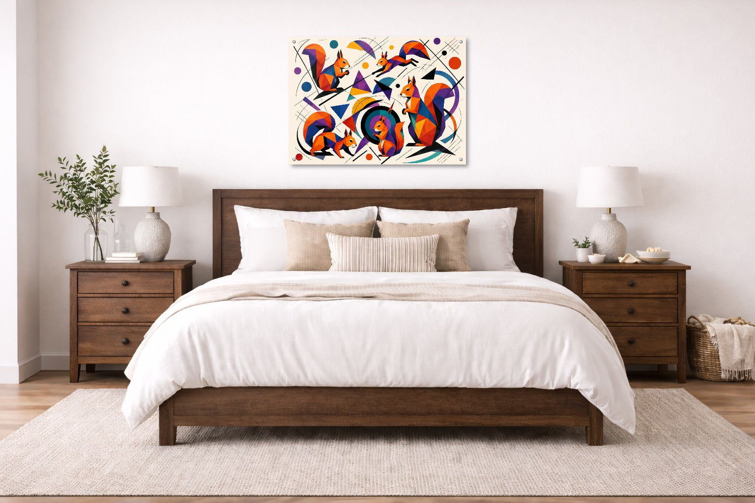 Musical Strings - Abstract Painting printed on aluminum metal with wall anchors. Hung on a bedroom wall.