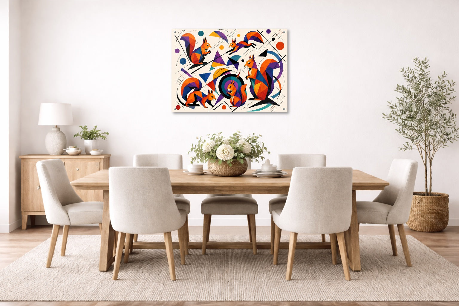 Musical Strings - Abstract Painting printed on aluminum metal with wall anchors. Hung on a dining room wall.
