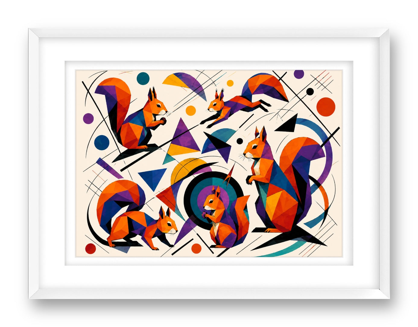 Musical Strings - Abstract Painting printed on fine art paper, framed on a white frame and matted.