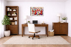 Musical String - Geometric Painting printed on canvas wall art displayed on a wall in a a home office.