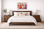 Musical String - Geometric Painting printed on aluminum metal with wall anchors. Hung on a bedroom wall.