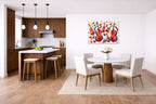 Musical String - Geometric Painting printed on aluminum metal with wall anchors. Hung on a kitchen-dinette wall.