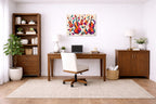 Musical String - Geometric Painting printed on aluminum metal with wall anchors. Hung on a office wall.
