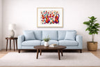 Musical String - Geometric Painting printed on fine art paper, framed on a oak frame and matted. Hung on a living room wall.