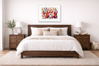 Musical String - Geometric Painting printed on fine art paper, framed on a white frame and matted. Hung on a bedroom room wall