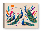 Elegant Peacocks - Geometric Painting printed on water resistant canvas wrapped on a wood frame