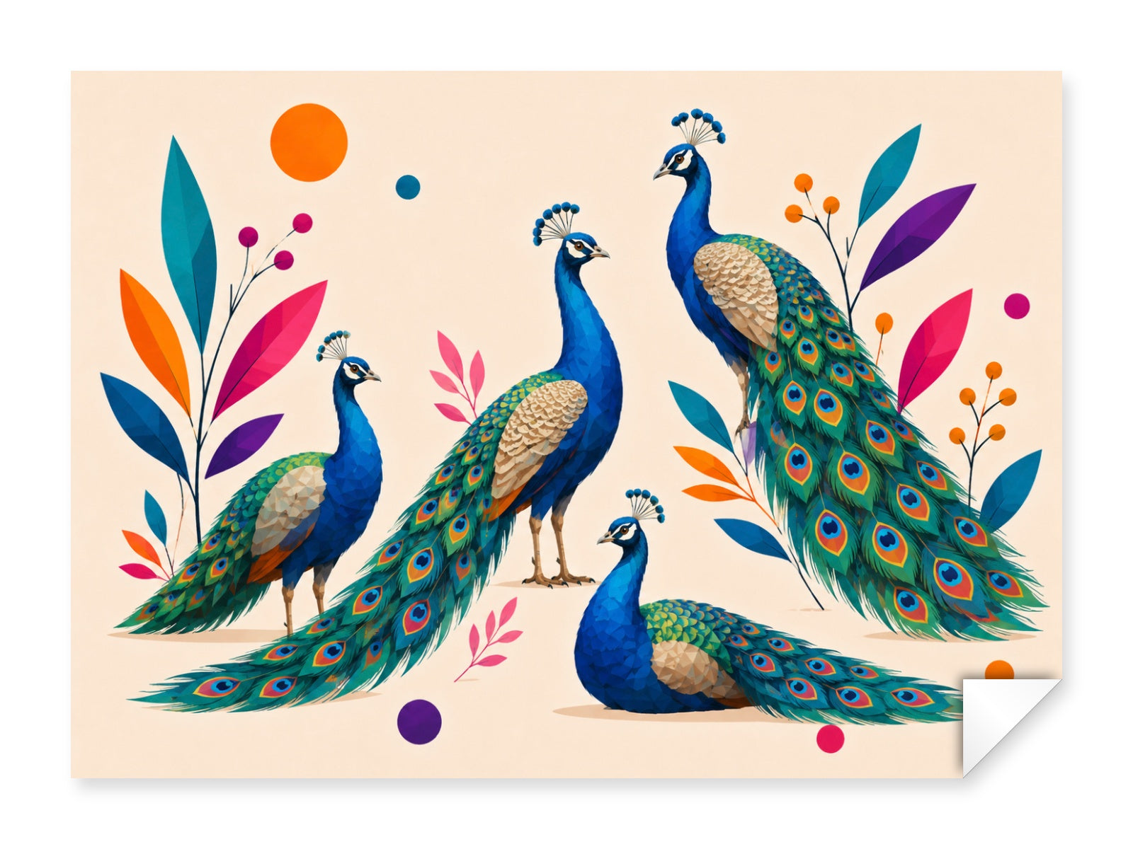 Elegant Peacocks printed on fine art paper.