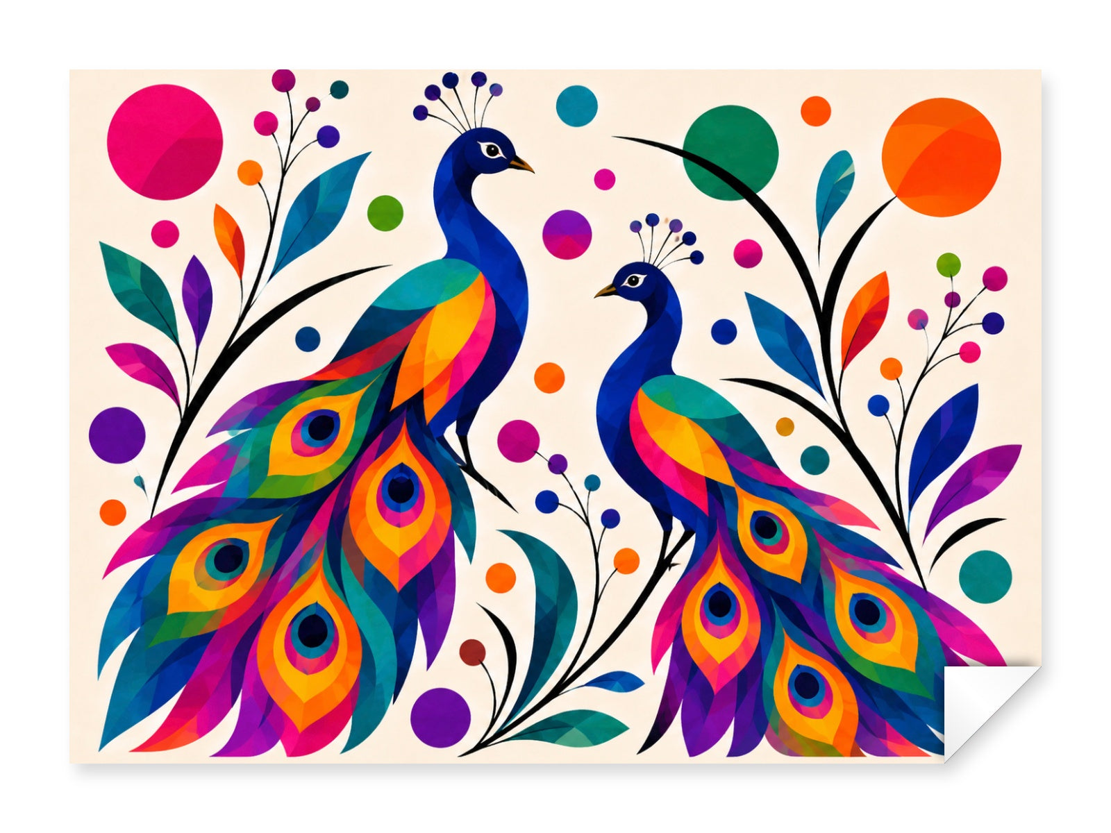 Peacock Pair printed on fine art paper.