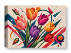 Colorful Tulips - Geometric Painting printed on water resistant canvas wrapped on a wood frame