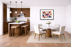 Colorful Butterflies - Abstract Painting printed on fine art paper, framed on a black frame and matted and hung on a wall on a dinette wall.