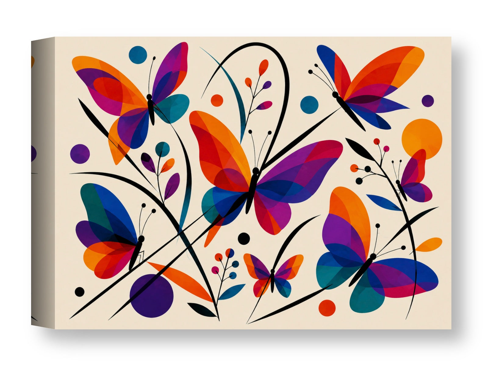 Colorful Butterflies - Abstract Painting printed on water resistant canvas wrapped on a wood frame