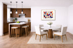 Colorful Butterflies - Abstract Painting printed on fine art paper, framed on a oak frame and matted. Hung on a kitchen-dinette wall.