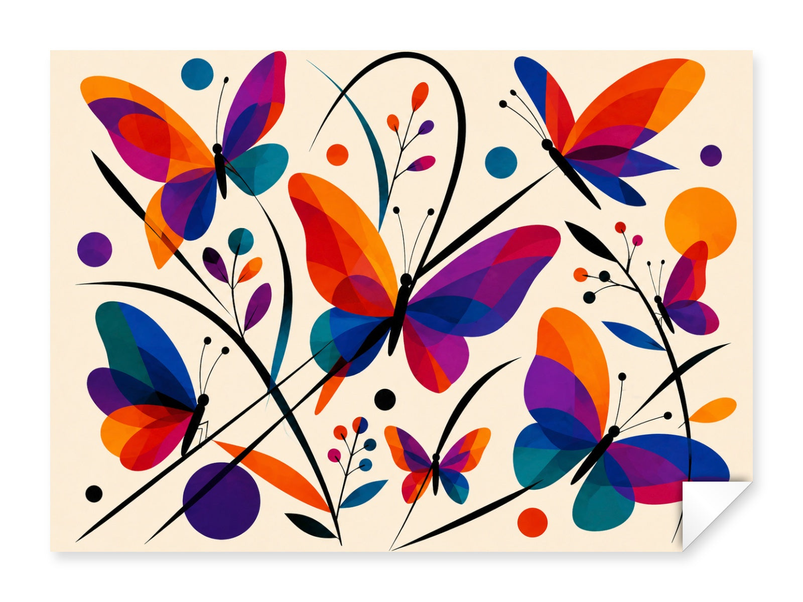 Colorful Butterflies printed on fine art paper.