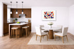 Colorful Butterflies - Abstract Painting printed on fine art paper, framed on a white frame and matted. Hung on a kitchen-dinette wall.