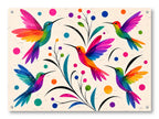 Hummingbirds - Colorful Abstract Painting printed on water resistant canvas and mounted on a waterproof frame.