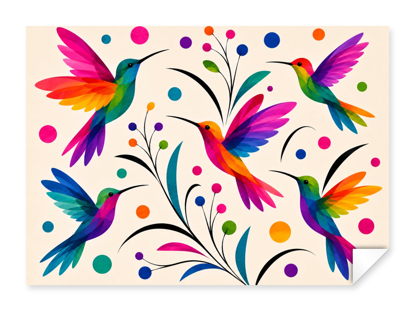 Hummingbirds printed on fine art paper.