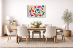 Koi Fish - Geometric Painting printed on canvas wall art displayed on a wall in the dinning room