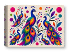 Peacocks - Abstract Geometric Painting printed on water resistant canvas wrapped on a wood frame