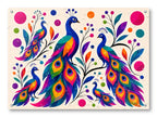Peacocks - Abstract Geometric Painting printed on water resistant canvas and mounted on a waterproof frame.